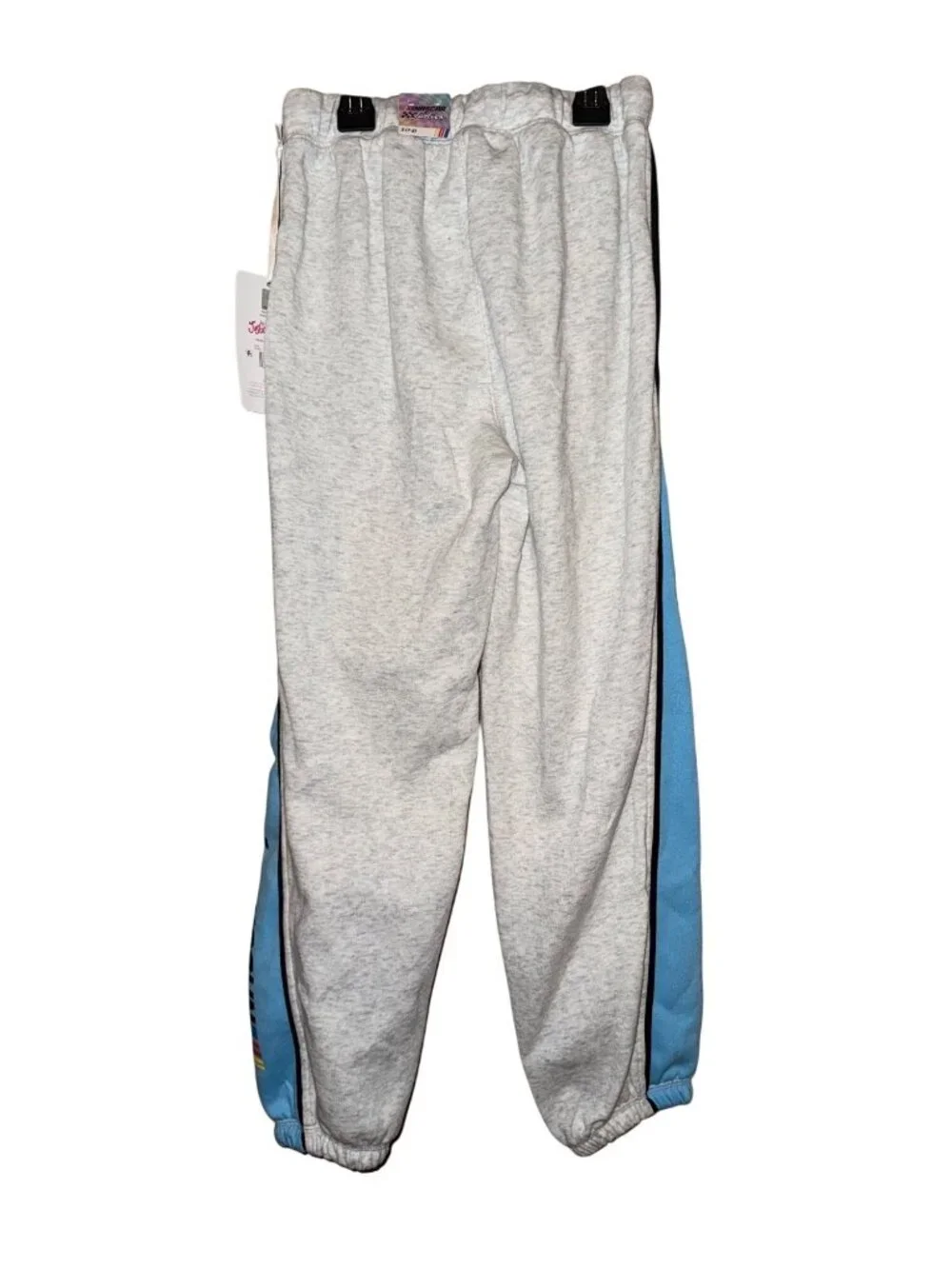 NASCAR X Justice Girls Heather Gray & Blue Jogger Sweatpants With Side Stripe &
